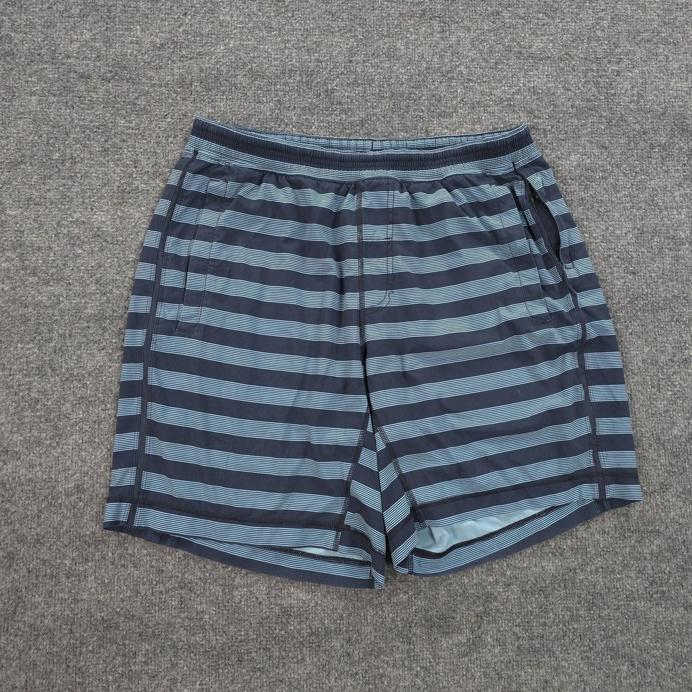 Lululemon Shorts Mens L Blue Stripe Pace Breaker Lined Performance Run Gym Train